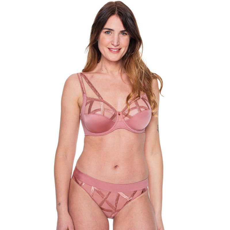 Louisa Bracq – Full Cup Bra “Série” – Old Rose – Geometric Embroidery