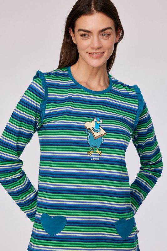 Woody - Meisjes/Dames Pyjama - Multicolor Gestreept