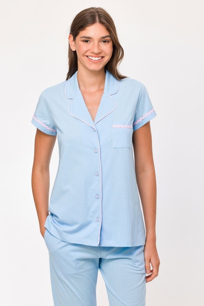 Woody - Dames Pyjama - Lichtblauw