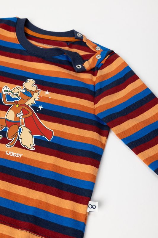 Woody - Baby Jongens Pyjama - Multicolor Gestreept