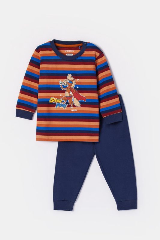 Woody - Baby Jongens Pyjama - Multicolor Gestreept