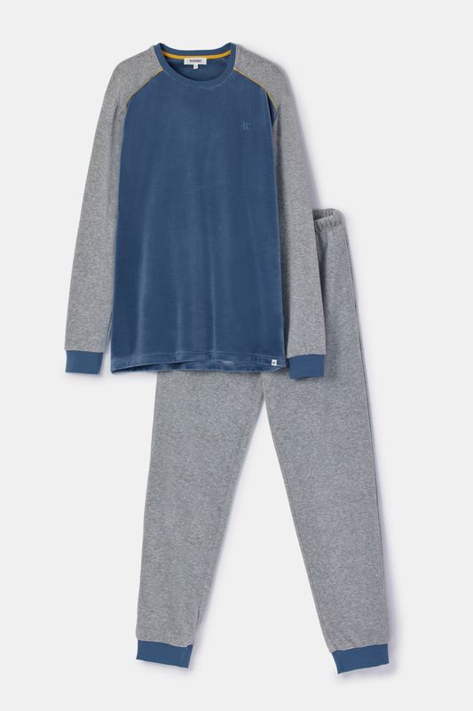 Woody - Herenpyjama - Blauwgrijs