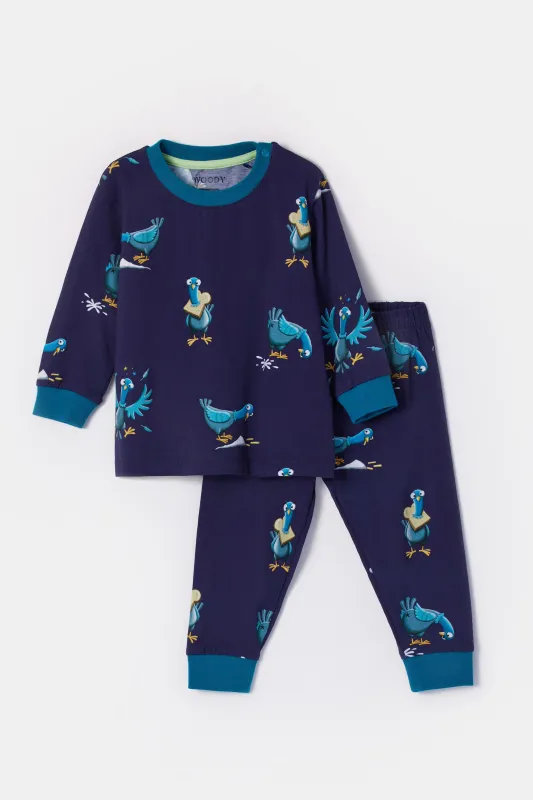 Woody - Baby Jongens Pyjama - Donkerblauw