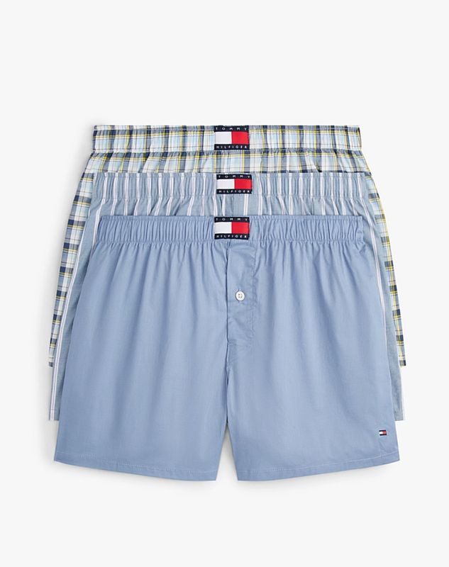 Tommy Hilfiger - 3-Pack Geweven Boxershorts - Blauw/Grijs