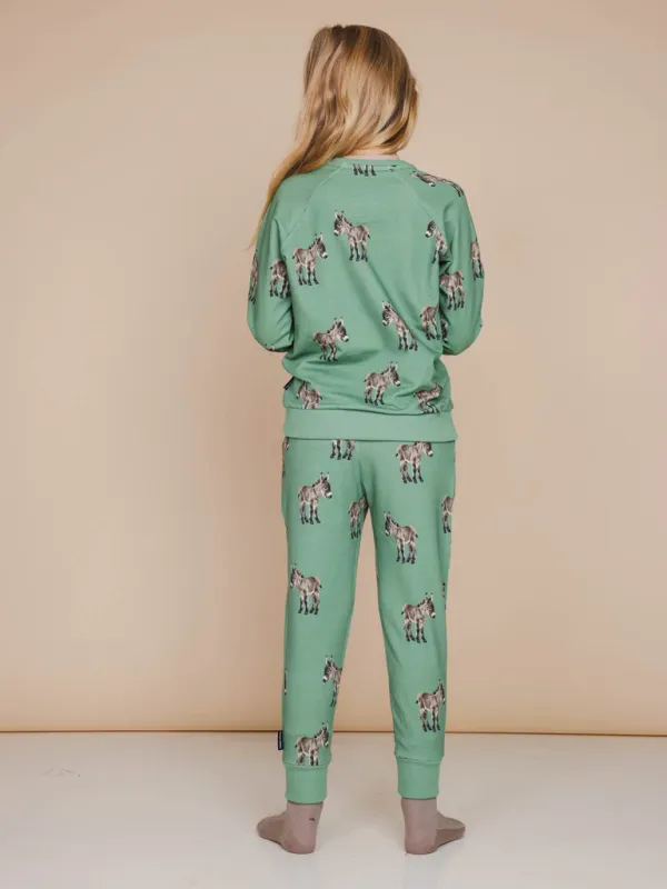 Snurk – Kids Sweater &amp; Pants “Donkeys” – Green
