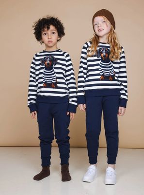 SNURK – Kids Sweater &amp; Pants “Pierre” – Dark Blue Striped