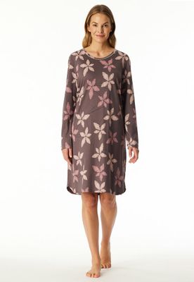 Schiesser - Nachthemd met lange mouwen en bedrukte bloemen mauve - Comfort Nightwear