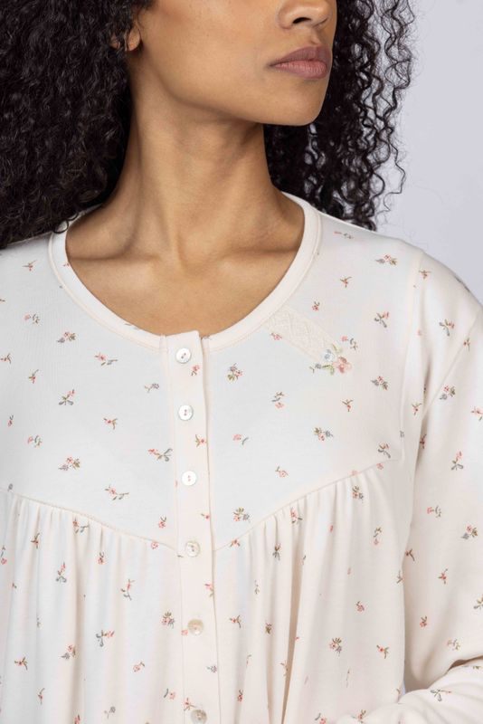 Mira - Slaapkleed - Ecru met Bloemen