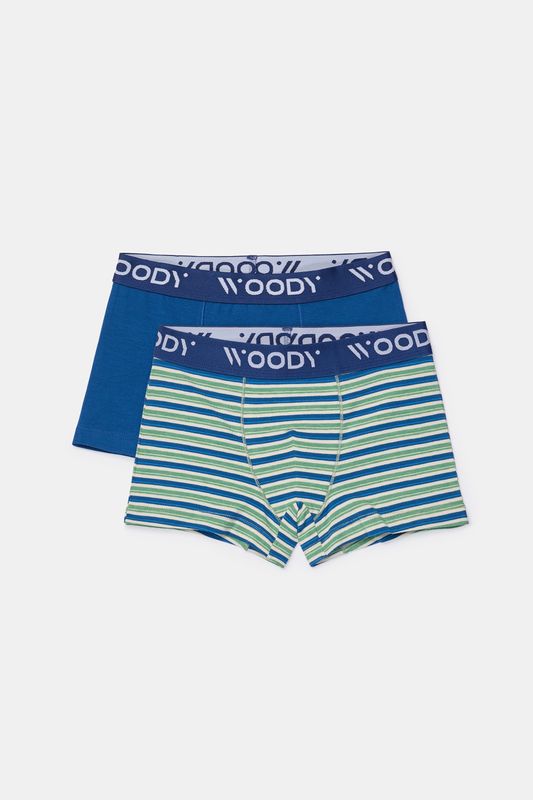 Woody - Duopack Boxers - Donkerblauw + streep