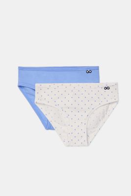 Woody - Duopack Slips - Bolletjes Print Blauw