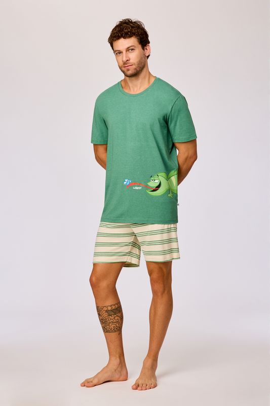 Woody - Jongens-Heren pyjama - Groen