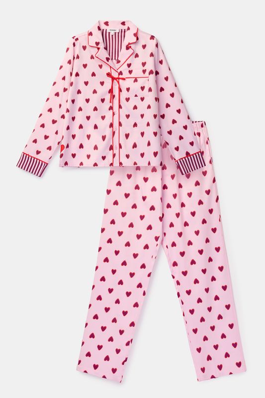 Woody Valentijnscollectie -  Roze pyjama in satijnlook - 60% Viscose