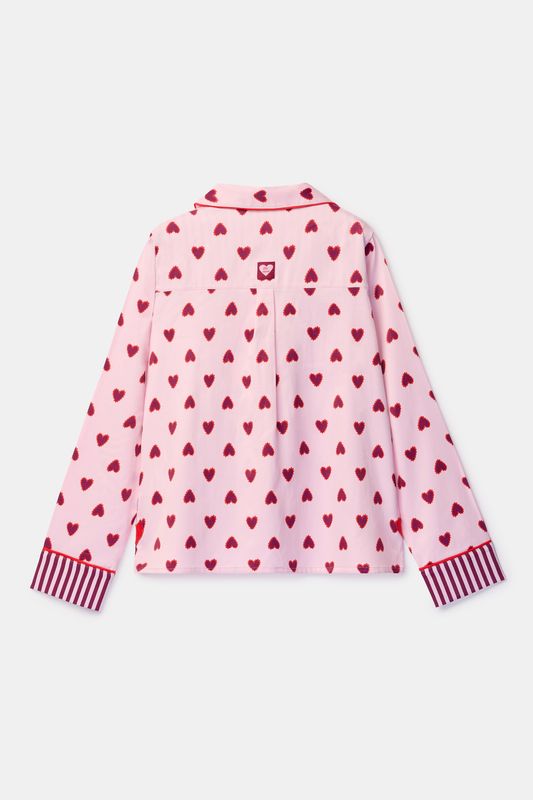 Woody - Roze pyjama in satijnlook - 60% Viscose
