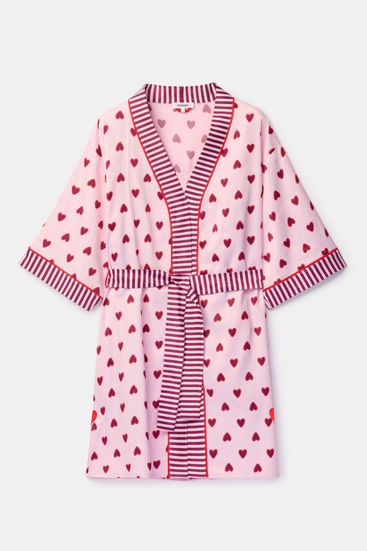 Woody - Dames Kamerjas "Hartjes" in satijnlook - 60% Viscose