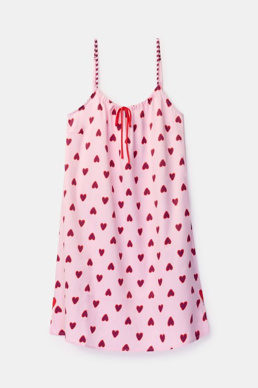 Woody - Roze slaapkleed in satijnlook - 60% Viscose