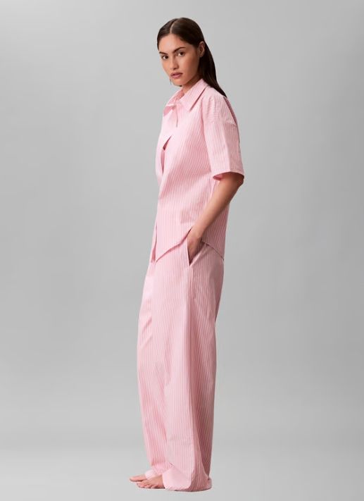 Calvin Klein - Dames Pyjama in Poplinkatoen - Cera Stripe Cradle Pink