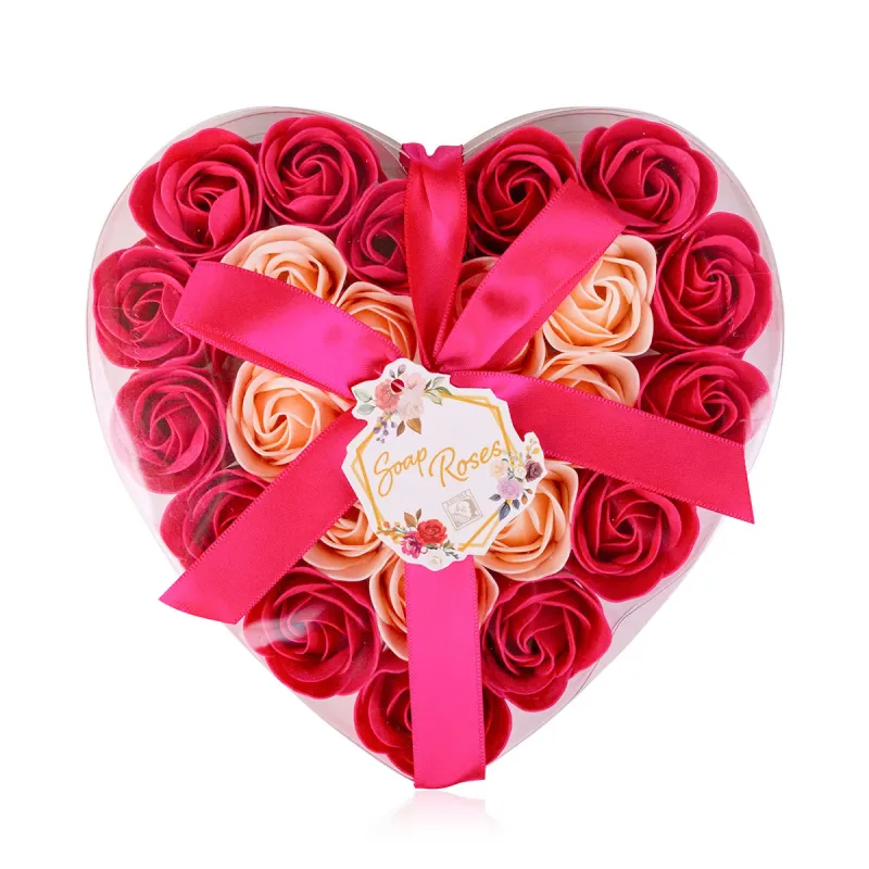 Valentijn - Badrozen in hartvormige geschenkdoos, badbloemen, 2 kleuren, assorti