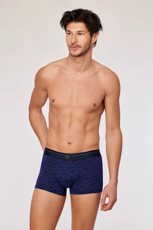 Woody - Jongens-Heren boxers - donkerblauw + wolkenprint