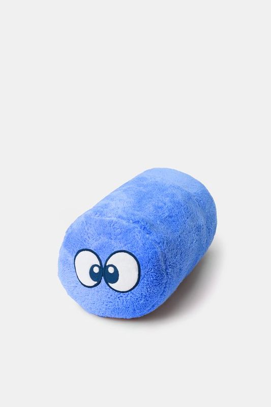 Blauw kussen in teddystof