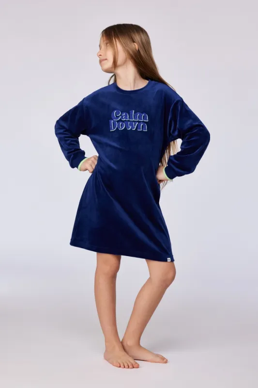 Woody - Donkerblauw slaapkleedje in velours