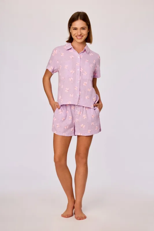 Woody - Lila Doorknoop Pyjama met vlinders