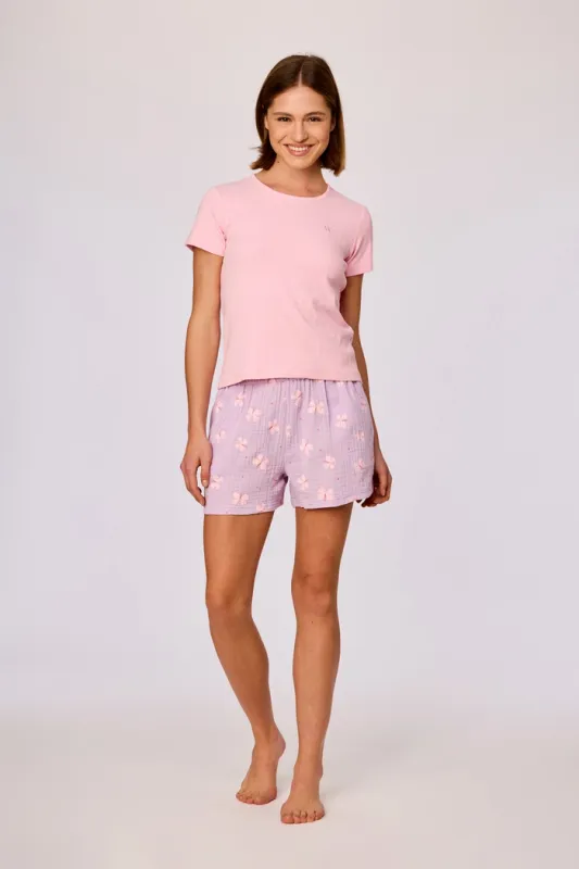 Woody - Roze/paarse Pyjama met vlinders in Tetra Katoen