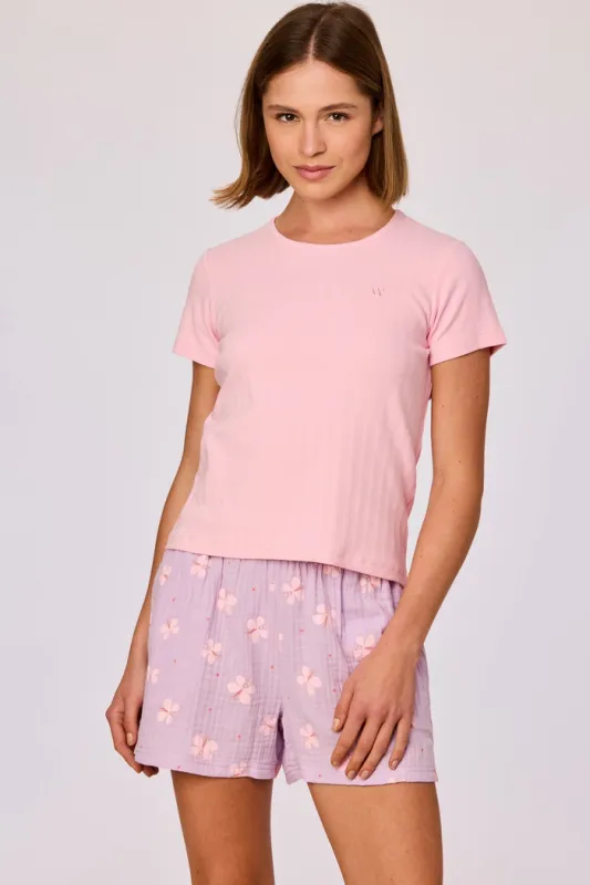 Woody - Roze/paarse Pyjama met vlinders in Tetra Katoen