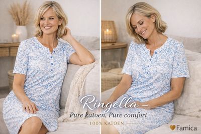 Ringella - Nachthemd met Knopen - Blauw