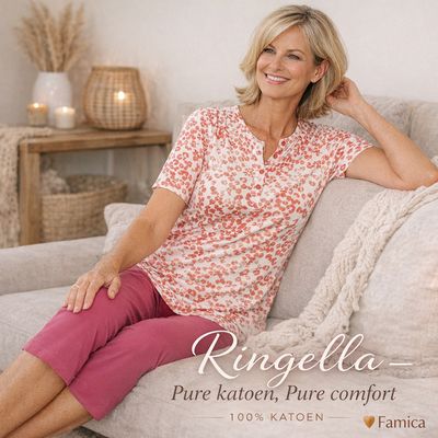 Ringella - Dames Pyjama - Rood - Panterprint - 100% katoen
