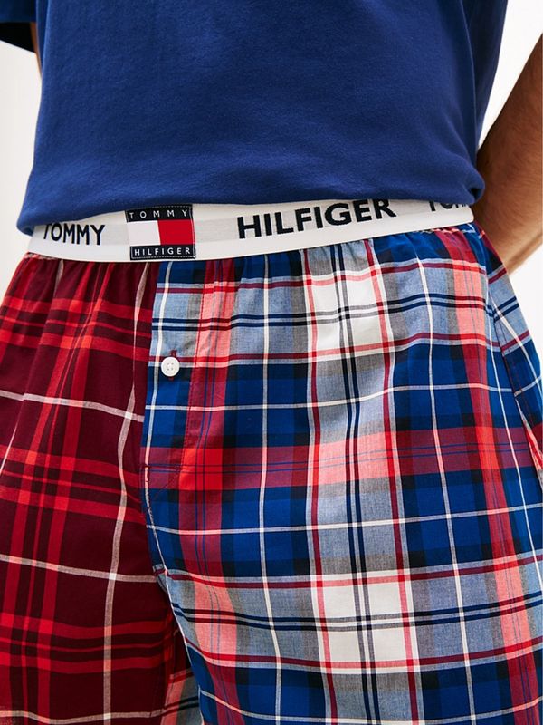 Tommy Hilfiger Heren Pyjama – T-shirt &amp; Geweven Short – 100% Katoen – Comfort Fit - preppy navy/ heritage plaid clash