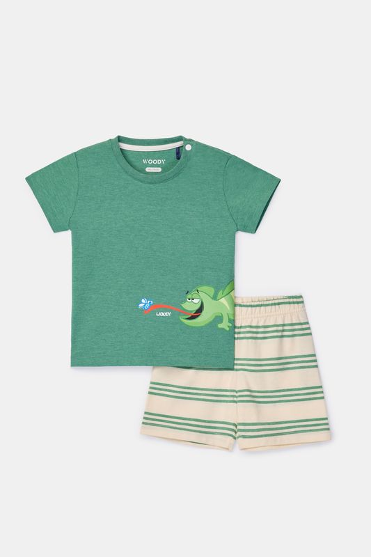 Woody - Baby Jongens Pyjama - Groen
