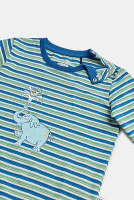 Woody - Baby Jongens Pyjama - Groen/Blauw Gestreept