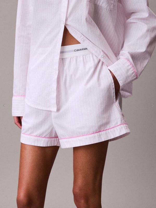 Calvin Klein - Poplin Short - Wit/Roze Gestreept