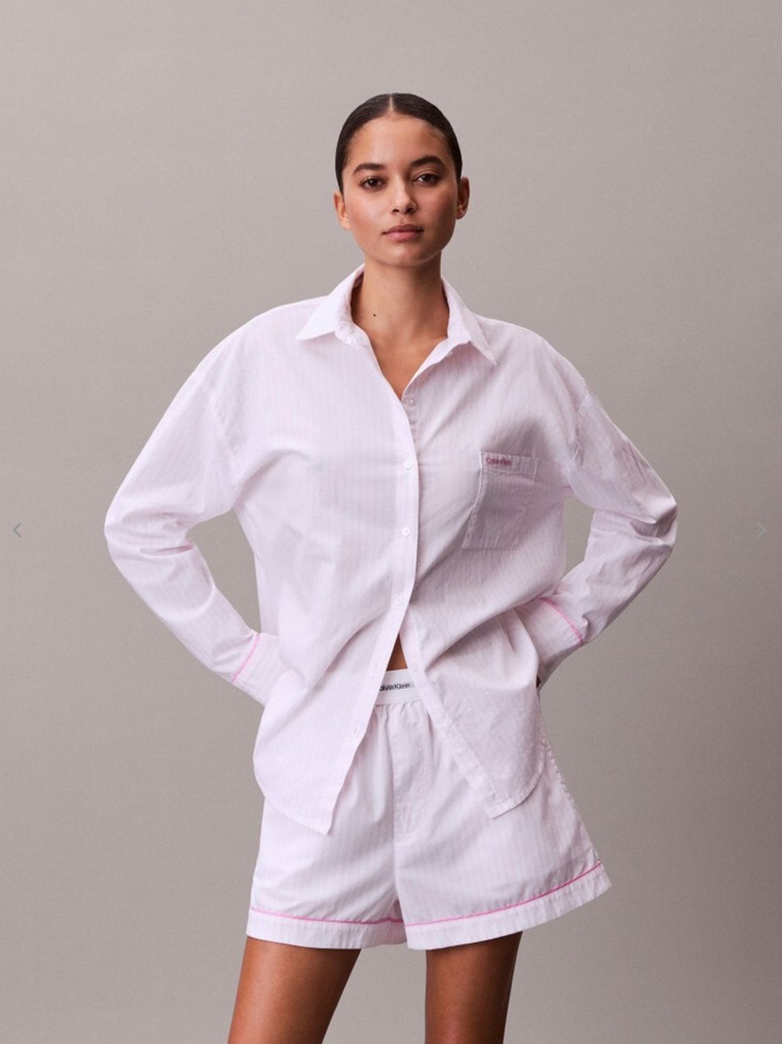 Calvin Klein - Poplin Short - Wit/Roze Gestreept