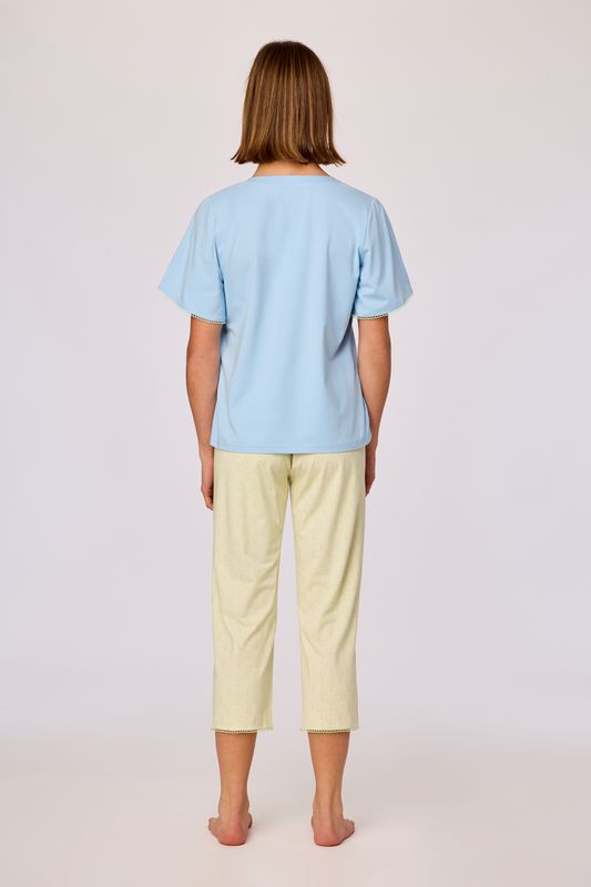 Woody - Blauw-groene pyjama van soepel katoen