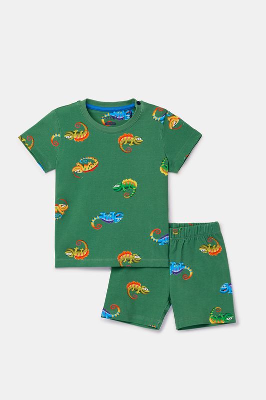 Woody - Baby Jongens Pyjama - Groen Kameleon