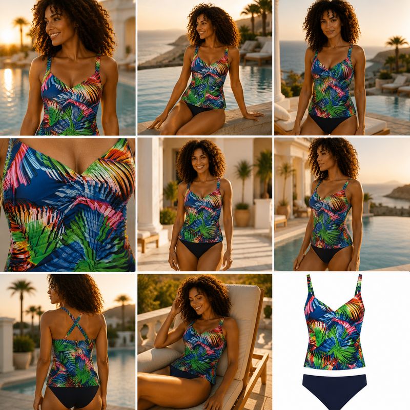Sunflair - Tankini Tropical Leaves | Softcups &amp; Verstelbare Schouderbanden