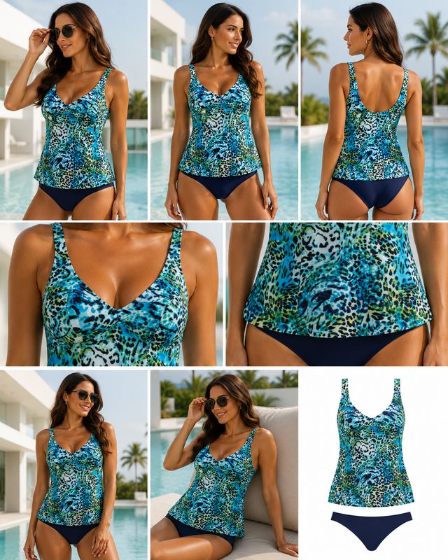Sunmarin - Tankini - Turquoise Animal Print