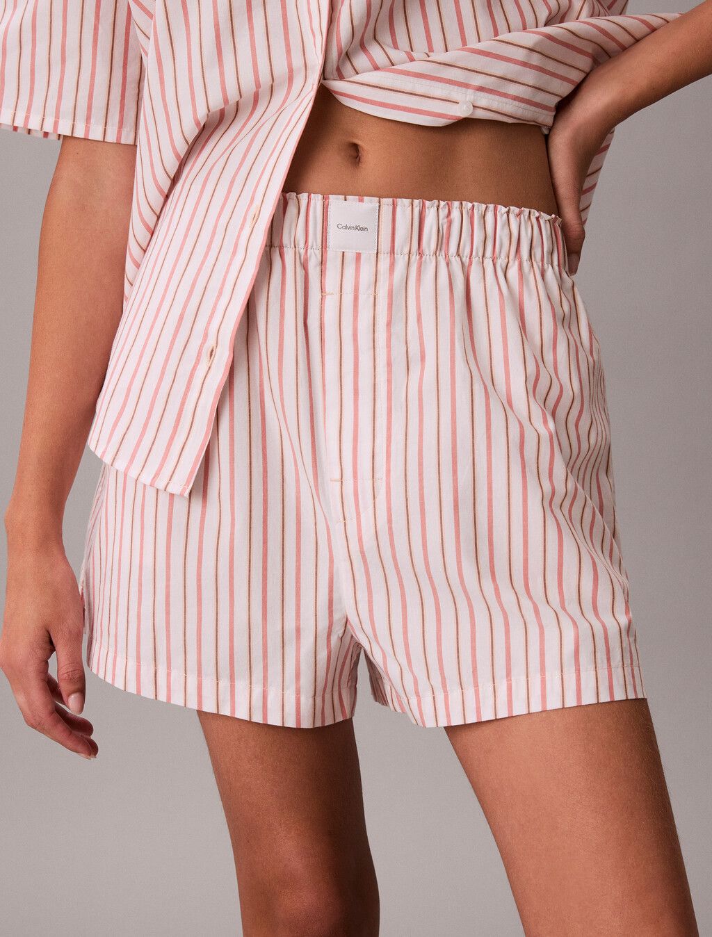 Calvin Klein - Cotton Poplin Short- Peach Bliss Gestreept