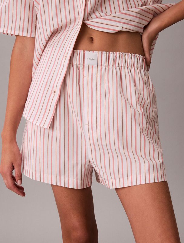 Calvin Klein - Cotton Poplin Short- Peach Bliss Gestreept