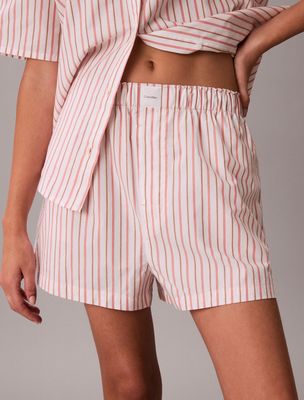 Calvin Klein - Cotton Poplin Short- Peach Bliss Gestreept