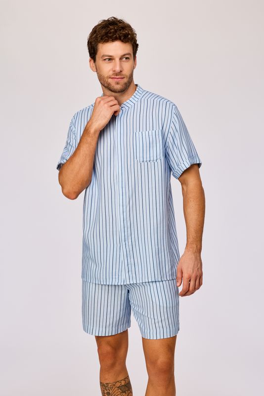 Woody - Heren Pyjama - Blauw Gestreept