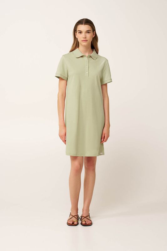 Vamp Polo jurk dames – Comfortabele zomerjurk met kraag en korte mouwen – Lichtgroen