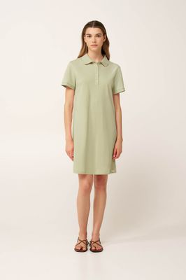 Vamp Polo jurk dames – Comfortabele zomerjurk met kraag en korte mouwen – Lichtgroen