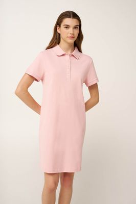 Vamp Polo jurk dames – Comfortabele zomerjurk met kraag en korte mouwen – Pink Silver