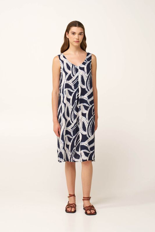 Vamp - Strandjurk - Blauw/Ecru - 100% viscose