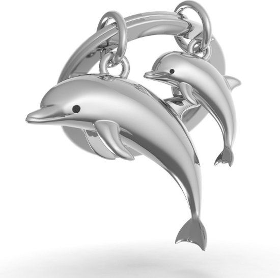 Metalmorphose  - sleutelhanger moeder en baby dolfijn