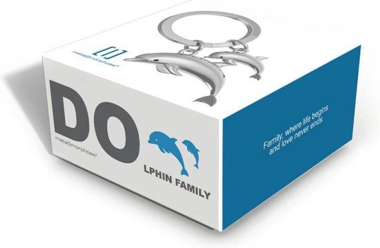 Metalmorphose  - sleutelhanger moeder en baby dolfijn