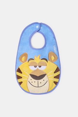 Woody -  Blauw slabbetje van badstof  - Tijger