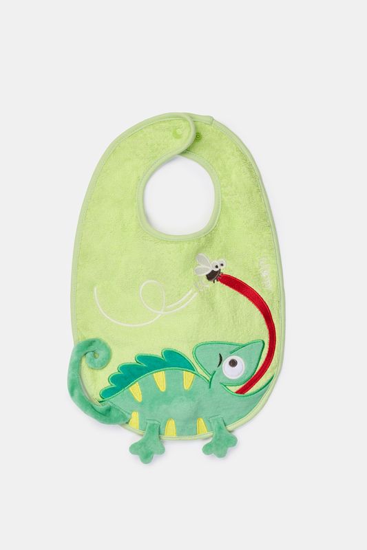 Woody -  Groen slabbetje van badstof - Kameleon